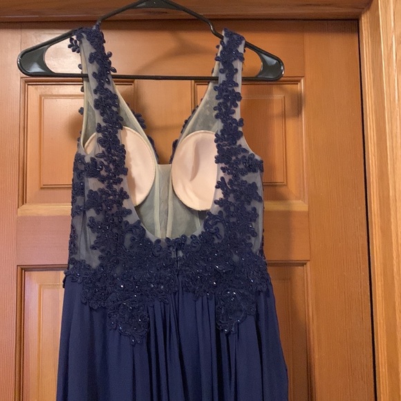 Navy Blue Sherri Hill Prom Dress - Picture 3 of 6